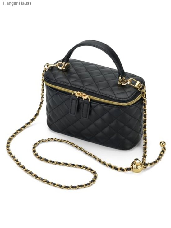 Handbags - Quilted Faux Leather Crossbody Bag Small Square Purse Gold Hardware